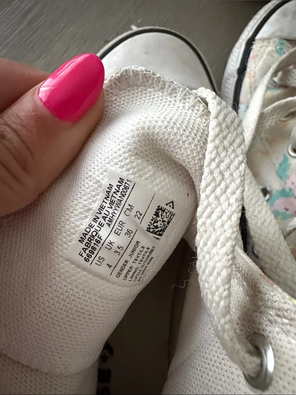 Converse Kids High-Top Sneakers in Cream with Pink & Blue Unicorns